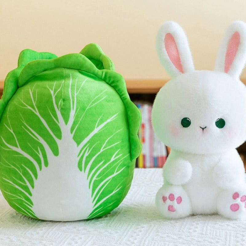1pc Rabbit Plush Doll Suitable for Pets - Soft Huggable Cabbage Rabbit Toy, Cute Stuffed Animal Gift for Rabbits, Decor & Photography Prop, Cabbage-Themed for Breed Sizes, for Hugging & Cuddling