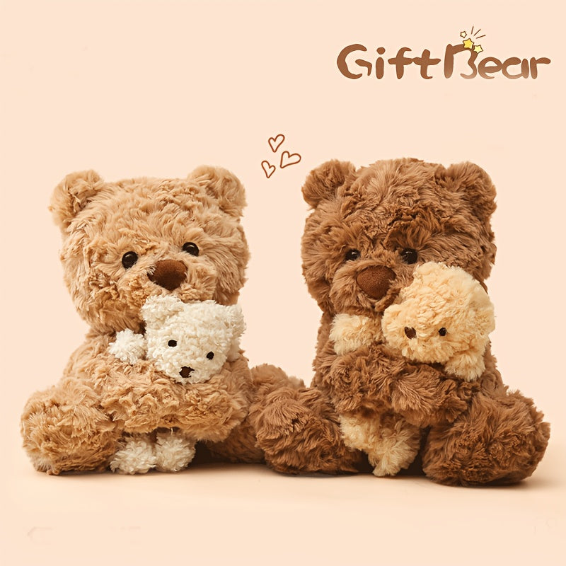 Teddy Bear Plush Toy Cute Teddy Bear Plush Toy Cartoon Bear Holding A Little\u002FMini Bear Dolls Funny Soft Stuffed Interactive Doll Cozy Home Sofa Decor Plush for Bedroom Desk Decoration Items Gift for Family and Friends