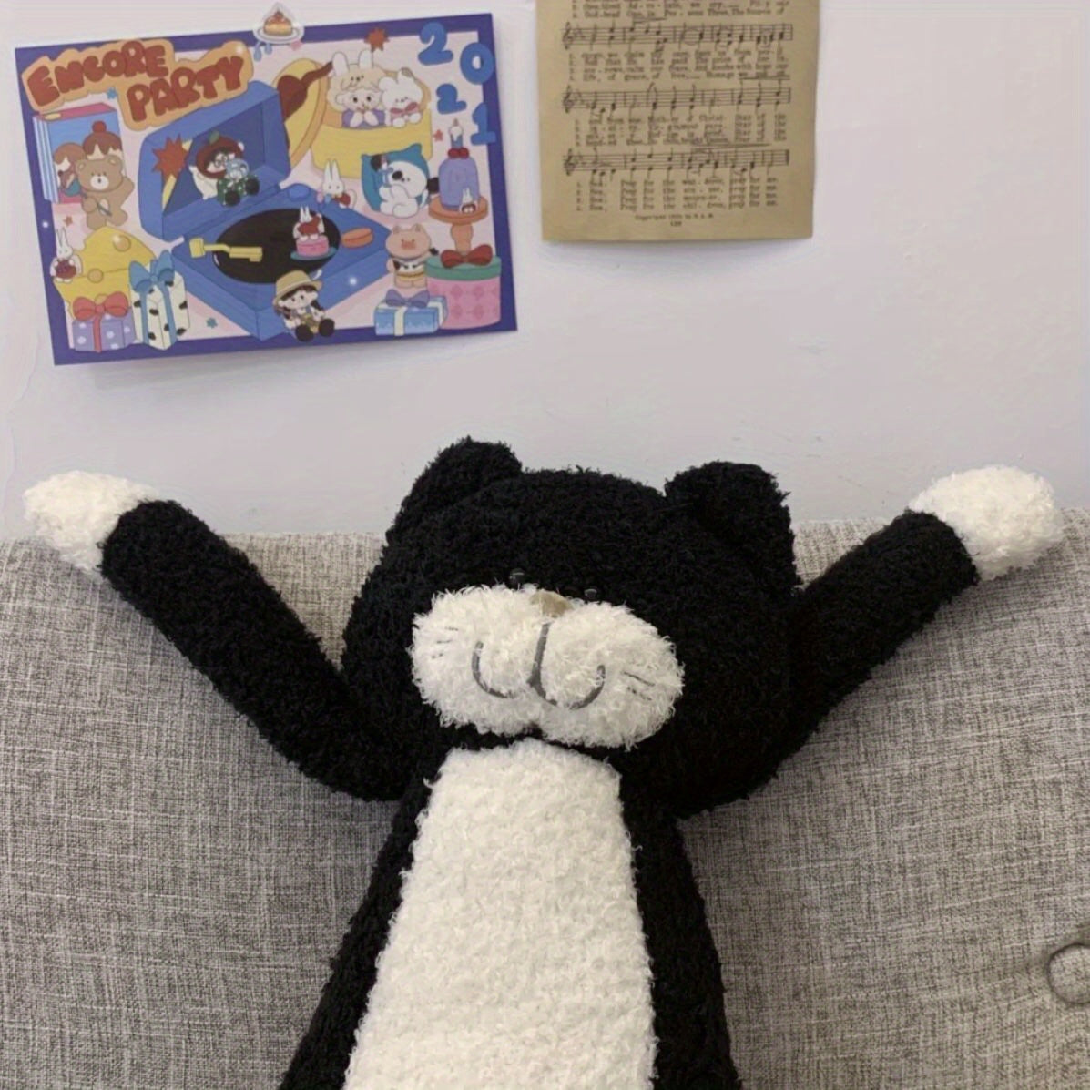 Chami Cat Doll Plush Toy, Sleeping Cat Plushie, Children's Day and Birthday Gift