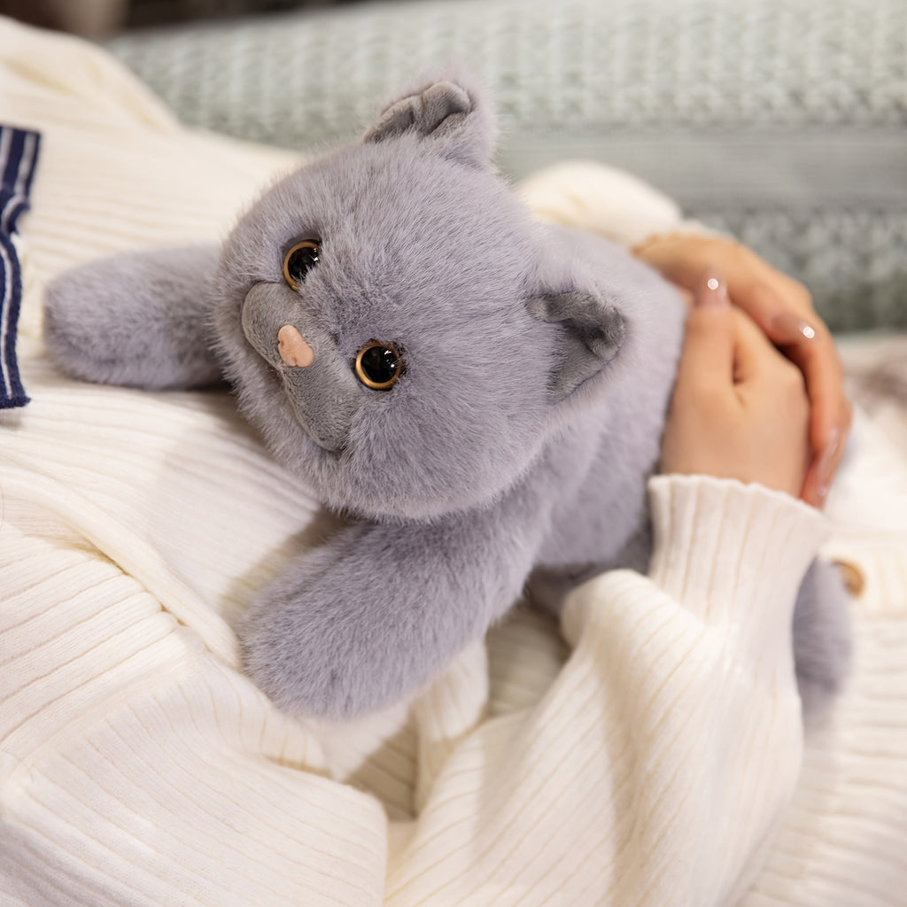 Adorable Cat Plush Toy Ultra-Soft Stuffed Animals Grey\u002FBlack\u002FTabby\u002FCalico Designs for Nursery Decor & Cat Lover Gifts