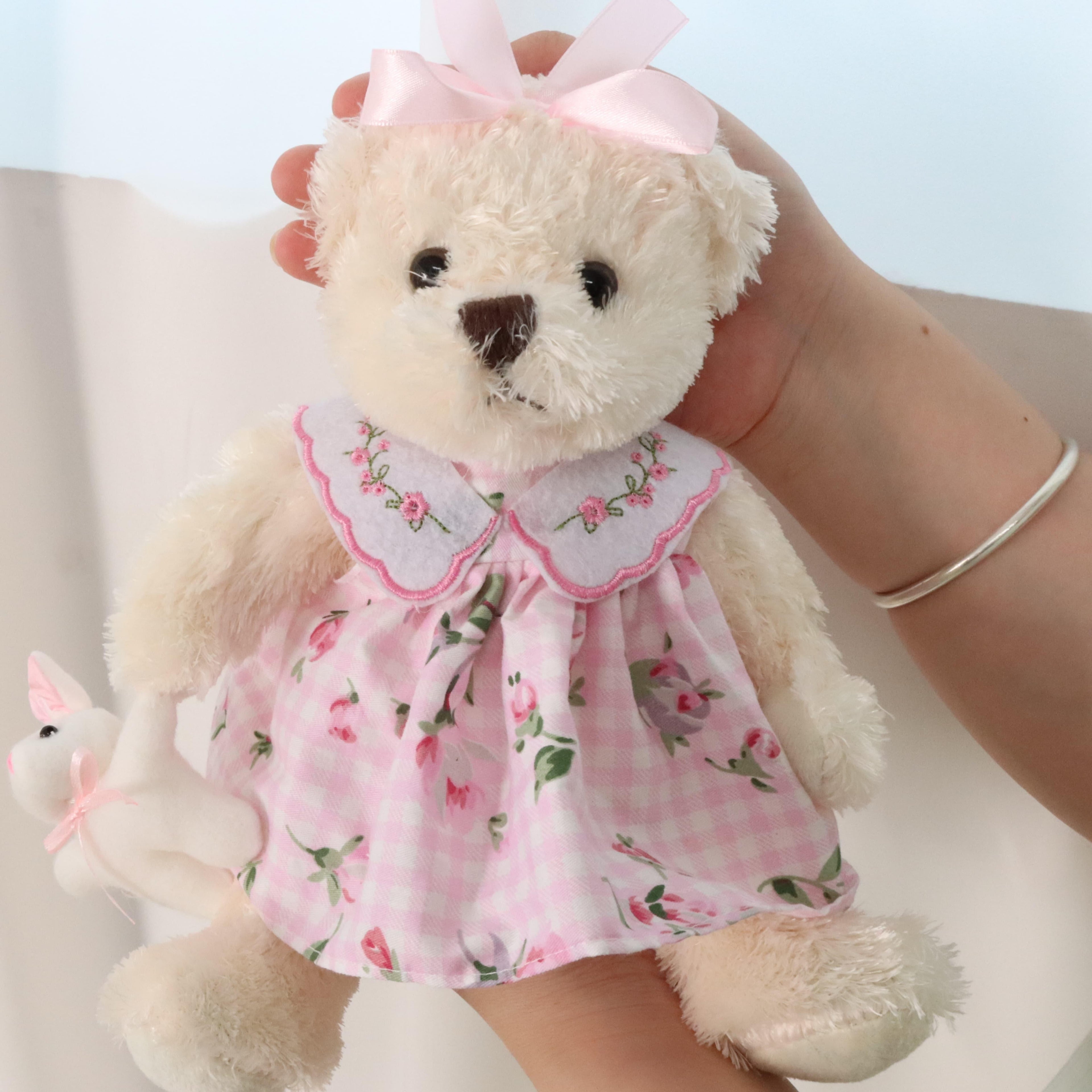 Small Soft Teddy Bear with Clothes, Cute Cartoon Stuffed Animal Teddy Bear Cuddle Toys Baby Appease Toy Doll for Children