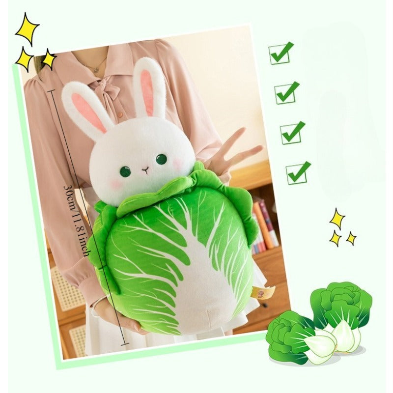 1pc Rabbit Plush Doll Suitable for Pets - Soft Huggable Cabbage Rabbit Toy, Cute Stuffed Animal Gift for Rabbits, Decor & Photography Prop, Cabbage-Themed for Breed Sizes, for Hugging & Cuddling