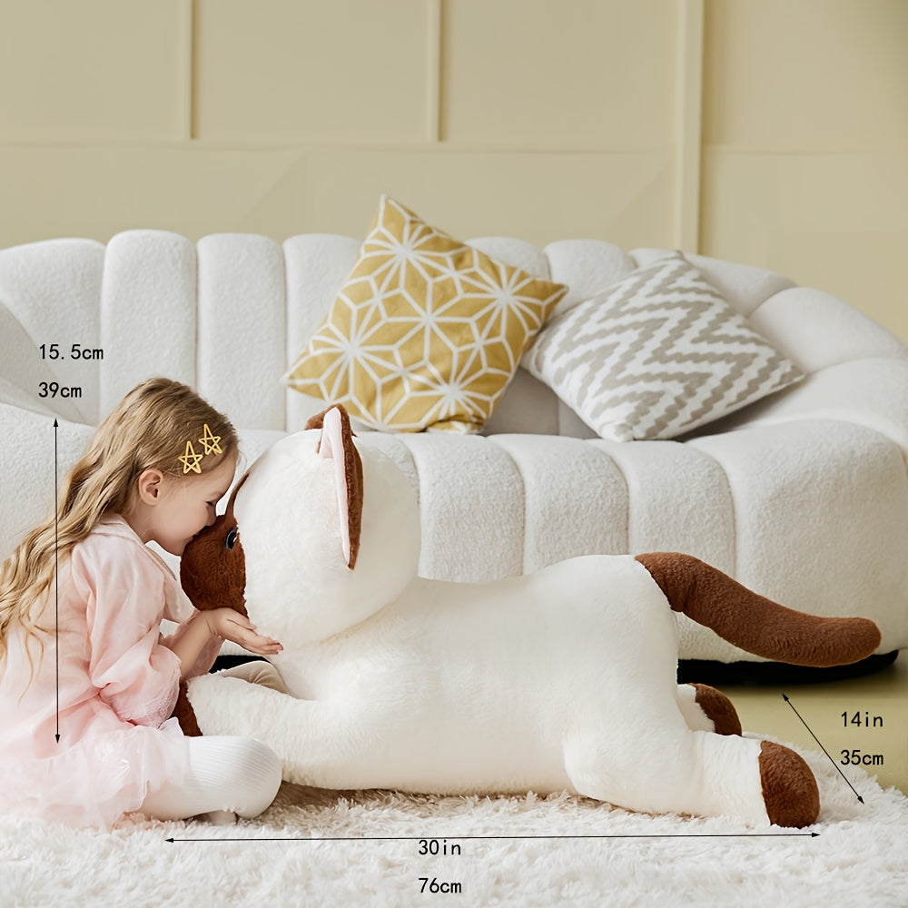 29 Inches Enormous Siamese Cat Plush Toy | Cute Huge Size Fluffy Polyester Fiber Soft Toy, Gifts For Kids