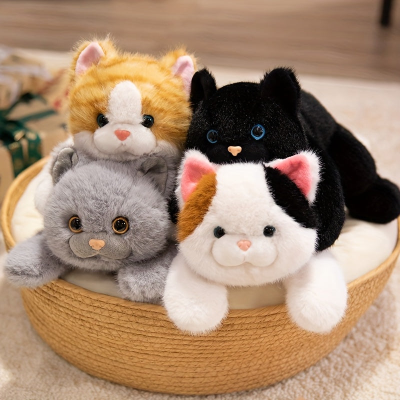 Adorable Cat Plush Toy Ultra-Soft Stuffed Animals Grey\u002FBlack\u002FTabby\u002FCalico Designs for Nursery Decor & Cat Lover Gifts