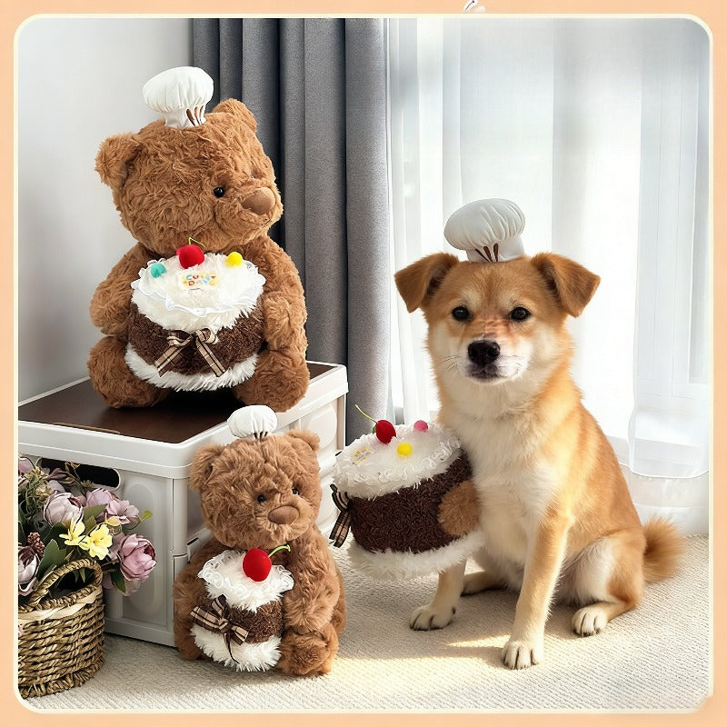 1Pcs2026, Cute Cake Bear Plush Toy, Pillow Candle Bear Doll, Dog Plush Toy, Plush Toy, Ryan Bear Doll