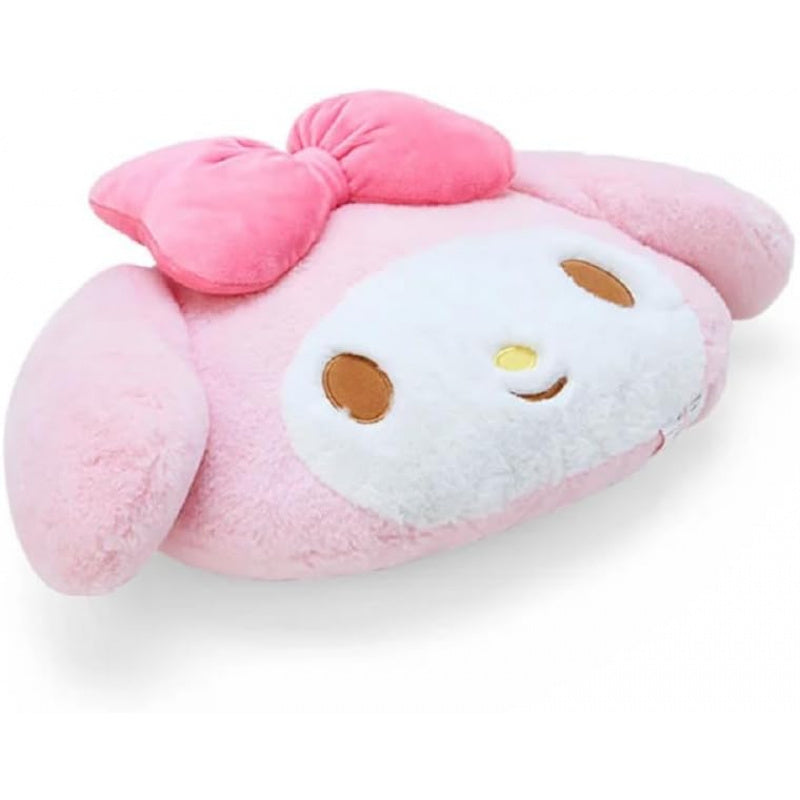 Sanrio Original My Melody Face-Shaped Plush Cushion Pillow with Kanji Love Sticker - Cute Kawaii Bedtime Companion, Anime Doll for all Breeds & Sizes, Original Packaging (No Box) - Gift