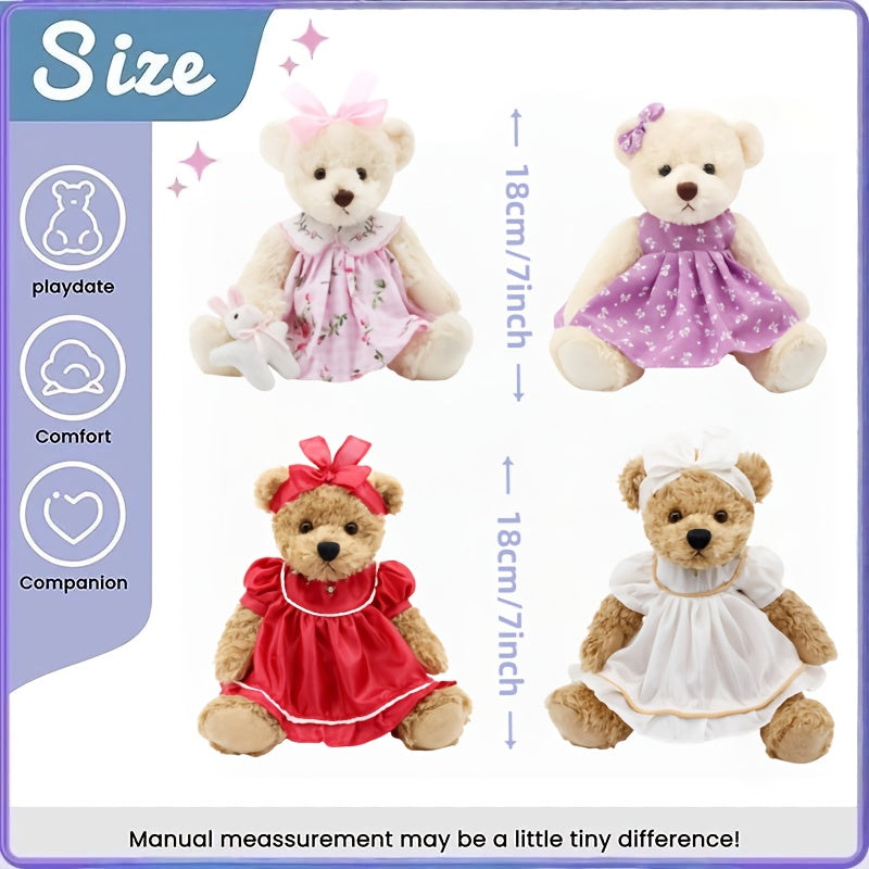 Small Soft Teddy Bear with Clothes, Cute Cartoon Stuffed Animal Teddy Bear Cuddle Toys Baby Appease Toy Doll for Children
