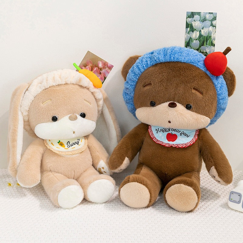 1pc 35Cm\u002F13.77In Adorable Plush Toys Featuring a Cartoon Apple Bear And a Carrot Rabbit. Crafted from Polyester, These Playful Designs Are Perfect for Fantasy Play, Serve As High-Quality Pet Plush Dolls