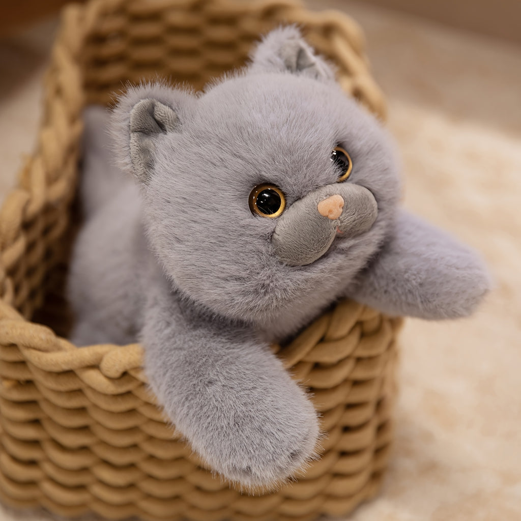 Adorable Cat Plush Toy Ultra-Soft Stuffed Animals Grey\u002FBlack\u002FTabby\u002FCalico Designs for Nursery Decor & Cat Lover Gifts