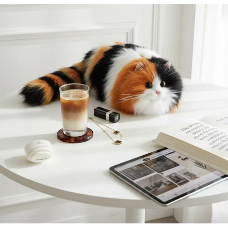 Cat Purse, Large Calico Cat Plush Shoulder Bag – Realistic Design, Soft and Fluffy – Wear as Crossbody, Handheld Purse, or Shoulder Bag – Unique Gift for Cat Lovers