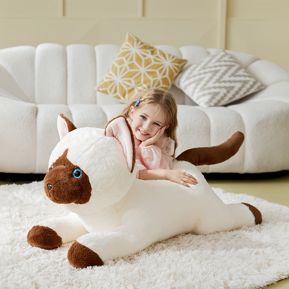 29 Inches Enormous Siamese Cat Plush Toy | Cute Huge Size Fluffy Polyester Fiber Soft Toy, Gifts For Kids