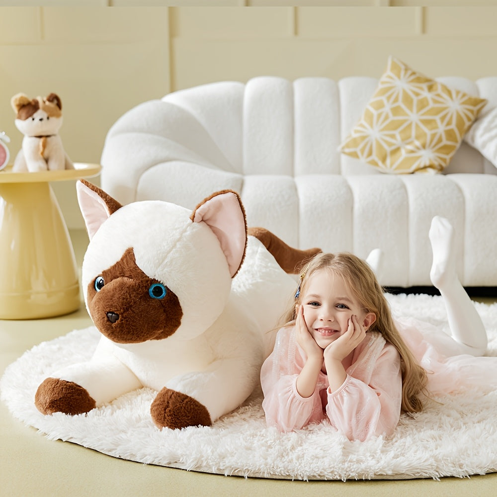 29 Inches Enormous Siamese Cat Plush Toy | Cute Huge Size Fluffy Polyester Fiber Soft Toy, Gifts For Kids