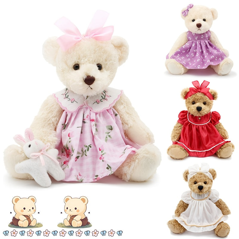 Small Soft Teddy Bear with Clothes, Cute Cartoon Stuffed Animal Teddy Bear Cuddle Toys Baby Appease Toy Doll for Children