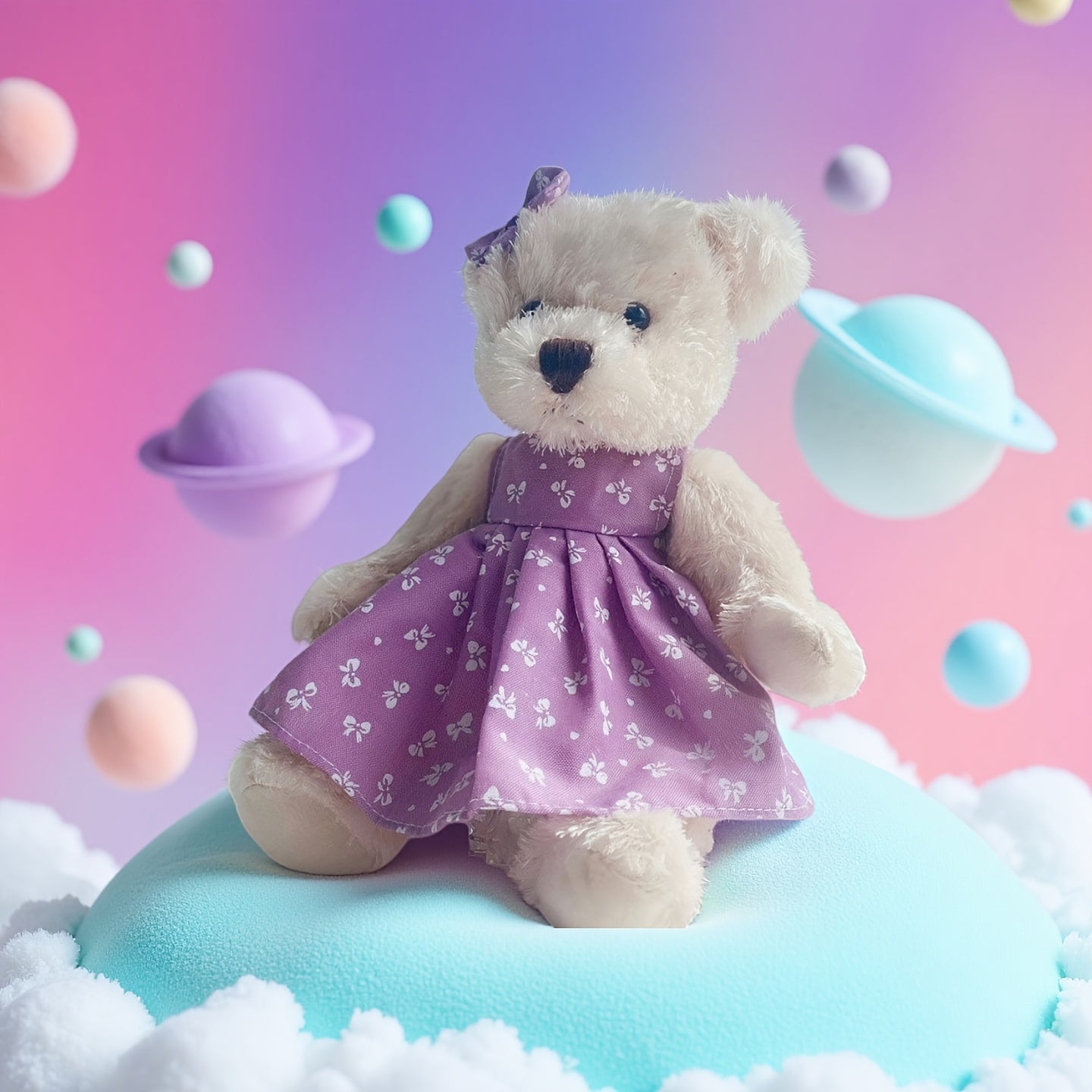 Small Soft Teddy Bear with Clothes, Cute Cartoon Stuffed Animal Teddy Bear Cuddle Toys Baby Appease Toy Doll for Children