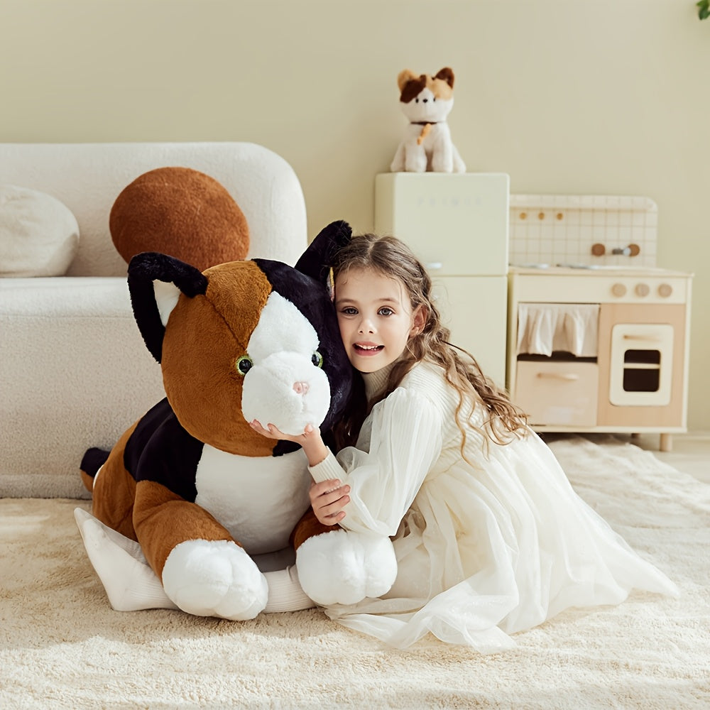 29 Inches Enormous Calico Cat Plush Toy | Jumbo Soft Polyester Stuffed Animal, Huge Size Cute Fluffy, Oversized Fat Plushie, Gifts For Kids