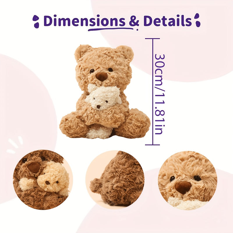 Teddy Bear Plush Toy Cute Teddy Bear Plush Toy Cartoon Bear Holding A Little\u002FMini Bear Dolls Funny Soft Stuffed Interactive Doll Cozy Home Sofa Decor Plush for Bedroom Desk Decoration Items Gift for Family and Friends