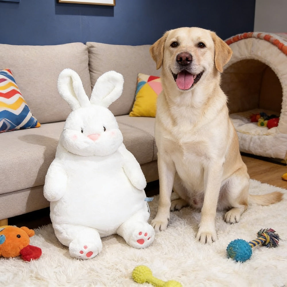 Plush Toy of a Soft, Fluffy, And Chubby Rabbit, Perfect for Dog Breeds - Safe And Non-Toxic, a Cuddly Gift for Puppies And Dogs, Ideal for Indoor Play,, And an Easter Gift for Your Dog
