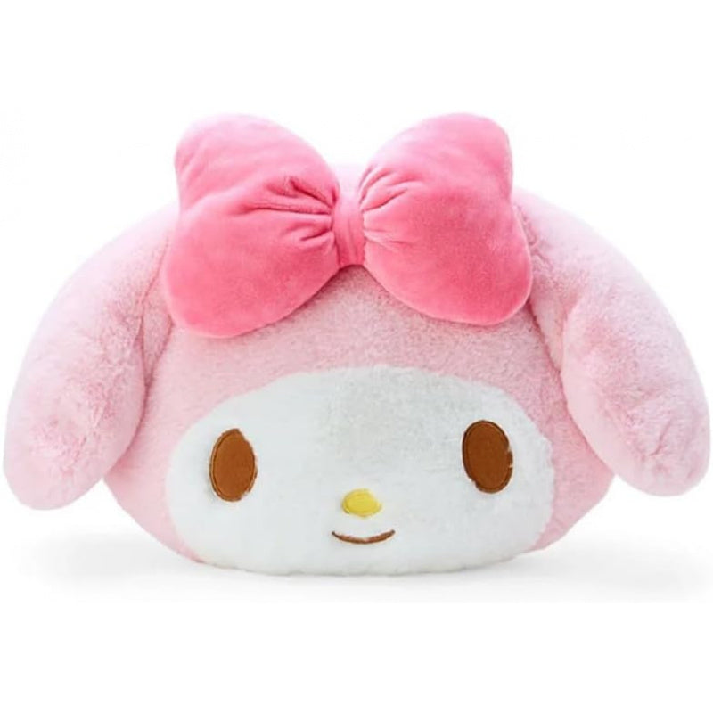 Sanrio Original My Melody Face-Shaped Plush Cushion Pillow with Kanji Love Sticker - Cute Kawaii Bedtime Companion, Anime Doll for all Breeds & Sizes, Original Packaging (No Box) - Gift