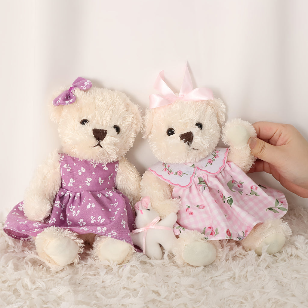 Small Soft Teddy Bear with Clothes, Cute Cartoon Stuffed Animal Teddy Bear Cuddle Toys Baby Appease Toy Doll for Children