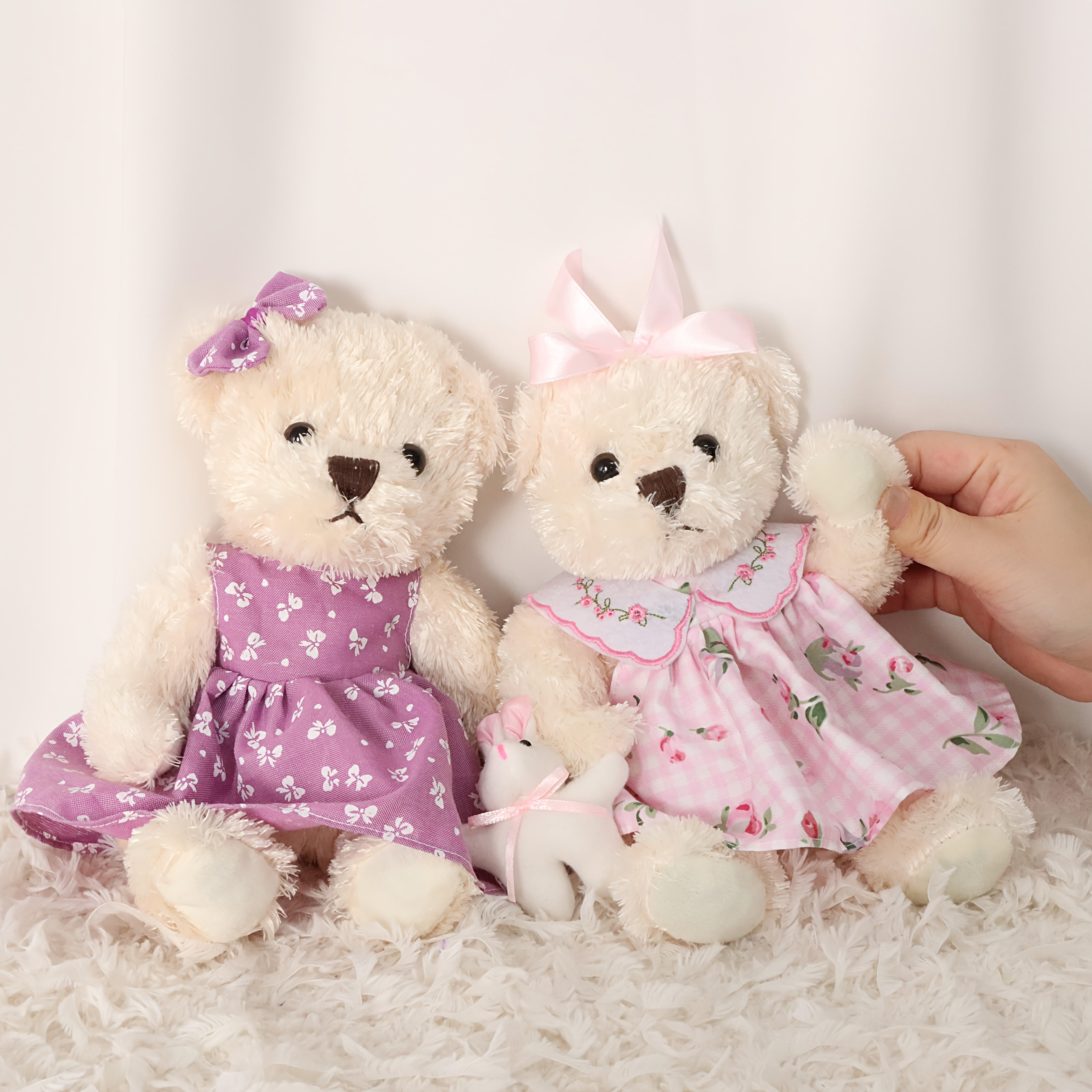 Small Soft Teddy Bear with Clothes, Cute Cartoon Stuffed Animal Teddy Bear Cuddle Toys Baby Appease Toy Doll for Children