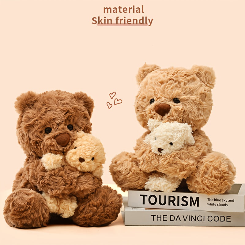 Teddy Bear Plush Toy Cute Teddy Bear Plush Toy Cartoon Bear Holding A Little\u002FMini Bear Dolls Funny Soft Stuffed Interactive Doll Cozy Home Sofa Decor Plush for Bedroom Desk Decoration Items Gift for Family and Friends