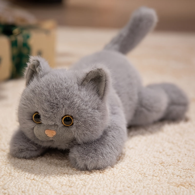 Adorable Cat Plush Toy Ultra-Soft Stuffed Animals Grey\u002FBlack\u002FTabby\u002FCalico Designs for Nursery Decor & Cat Lover Gifts