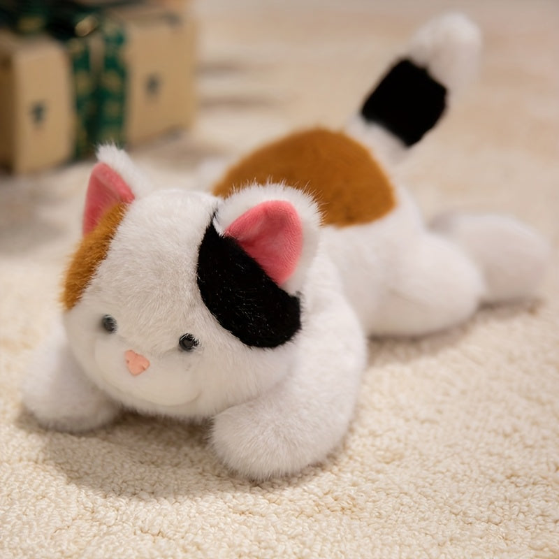 Adorable Cat Plush Toy Ultra-Soft Stuffed Animals Grey\u002FBlack\u002FTabby\u002FCalico Designs for Nursery Decor & Cat Lover Gifts