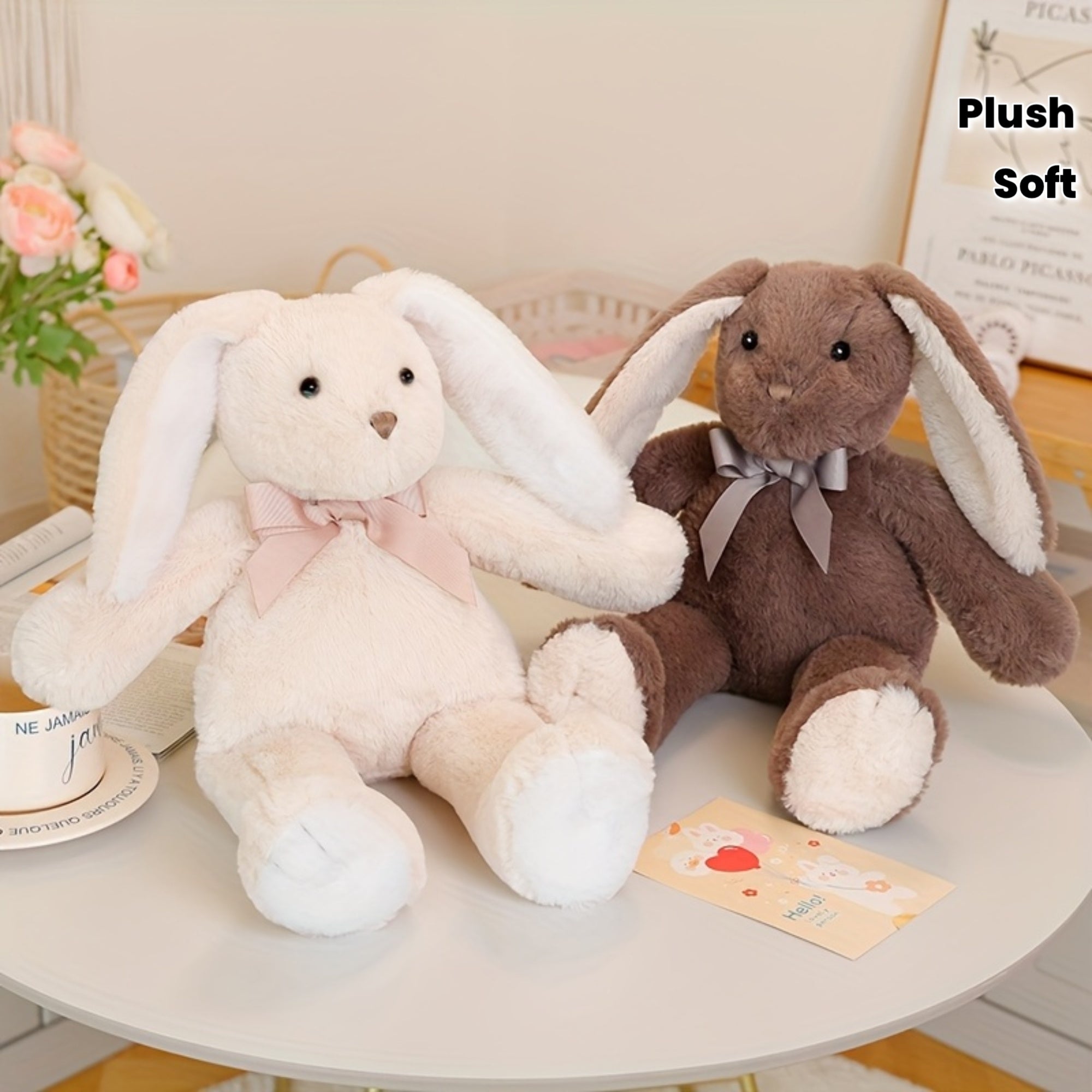 WOOFABLE Giant 42cm\u002F16.54in Plush Rabbit Stuffed Animal - Soft Huggable Cute Bunny with Fluffy Ears & Paws, Bedtime Companion, Christmas\u002FHalloween\u002F Birthday Gift for & (Unisex), Christmas Decor